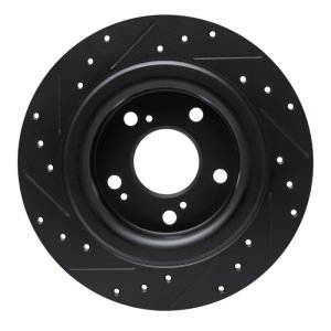 Acura Integra Brake Rotor (1) - Rear Right - R1 Concepts - Drilled & Slotted - Black - `17-`25